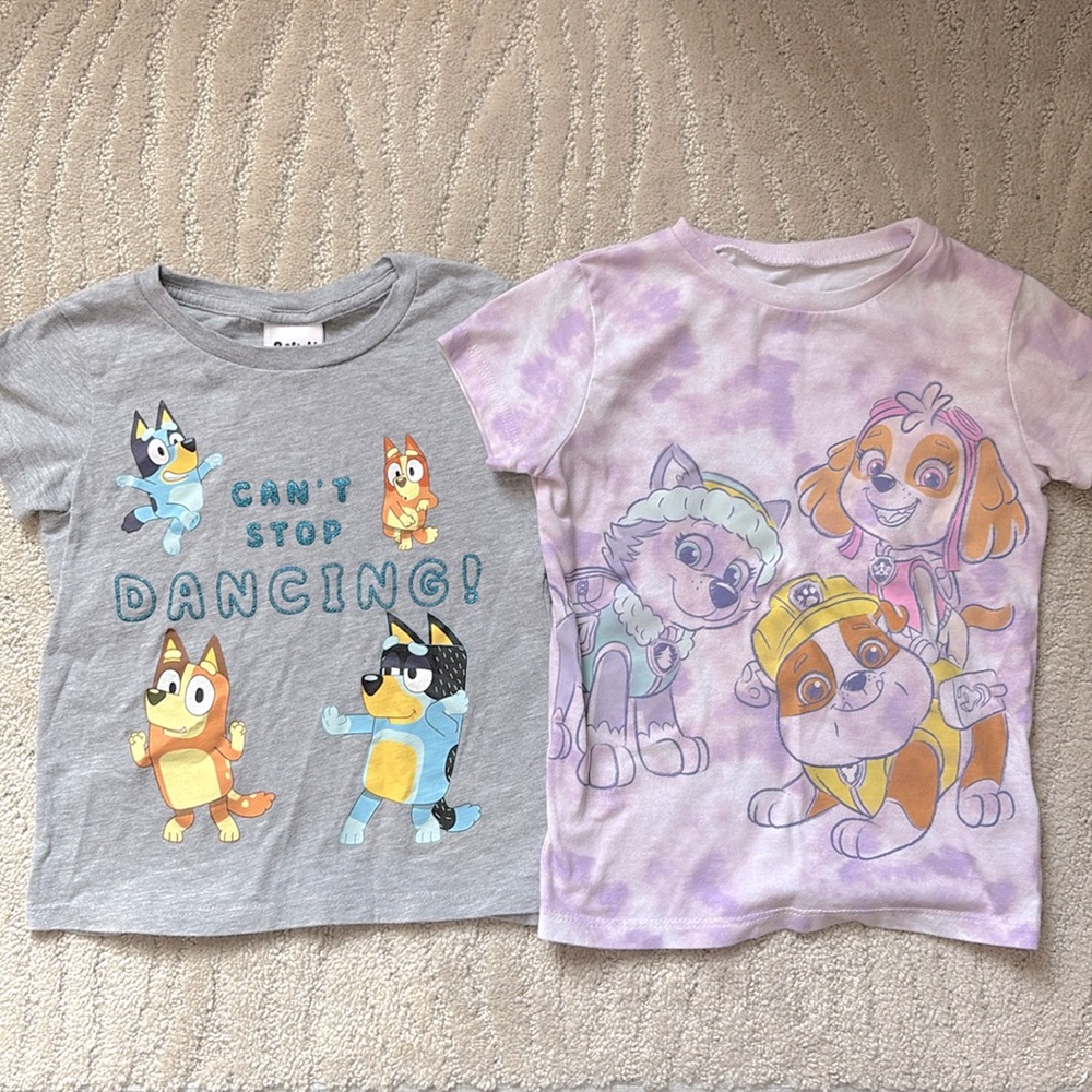 Girls lot of Bluey & Paw Patrol Shirts